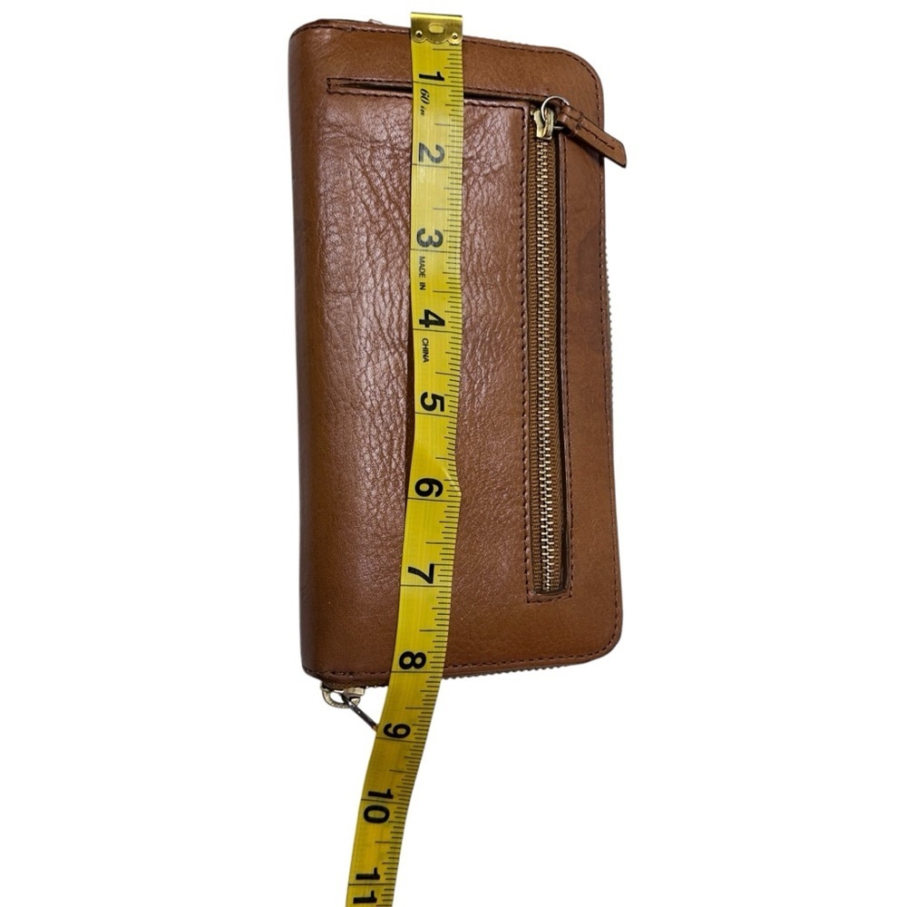 Fossil Tan Brown Pebble Leather Wallet  Zip Around Clutch - Picture 8 of 8
